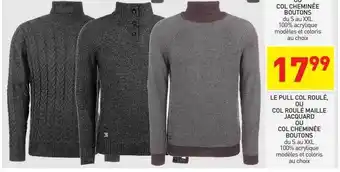 Stokomani Col cheminée boutons, le pull col roulé, ou col roulé maille jacquard ou col cheminée boutons offre