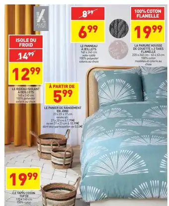 Stokomani Le rideau isolant à deillets, le panier de rangement en jonc, le tapis coton tufte, le panneau à œillets, le parure housse de offre