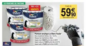 Tridôme Peinture acrylique le blanc facile dulux offre