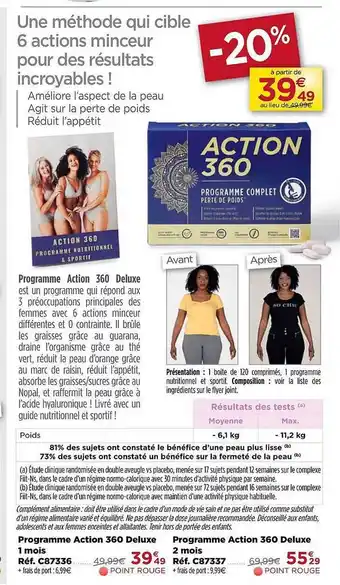 Teleshopping Programme action 360 deluxe 1 mois, programme action 360 deluxe 2 mois offre