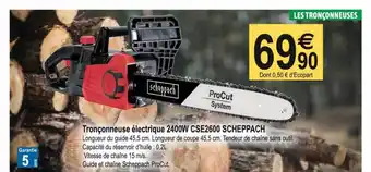 Tridôme Tronçonneuse électrique 2400w cse2600 scheppach offre