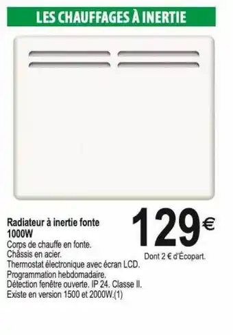 Tridôme Radiateur à inertie fonte 1000w offre