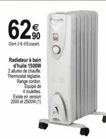 Tridôme Radiateur à bain d'huile 1500w offre