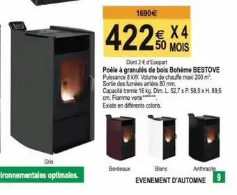Tridôme Poêle à granulés de bois bohème bestove offre