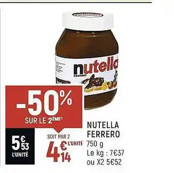 Vival Nutella ferrero offre