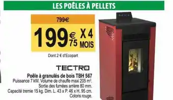 Tridôme Poêle à granulés de bois tbh 567 tectro offre