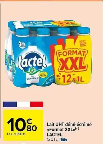 Carrefour Market Lait uht demi-écrémé «format xxl» lactel offre