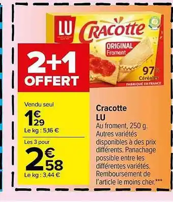 Carrefour Market Cracotte lu offre