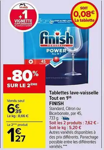 Carrefour Market Tablettes lave-vaisselle tout en 1 finish offre