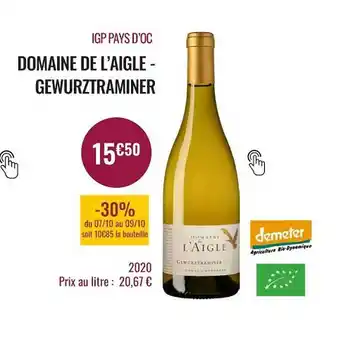 Nicolas Igp pays d'oc domaine de l'aigle - gewurztraminer offre