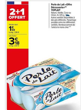 Carrefour Market Perle de lait «offre découverte» yoplait offre