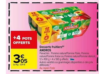 Carrefour Market Desserts fruitiers andros offre