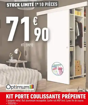 Optimum kit porte coulissante prépeinte