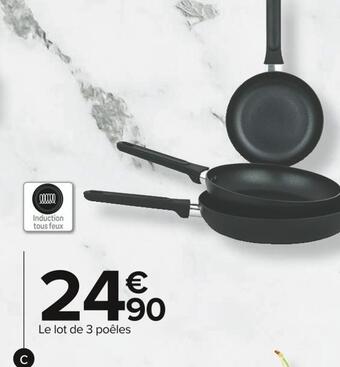 Carrefour Market Lot de 3 poêles offre
