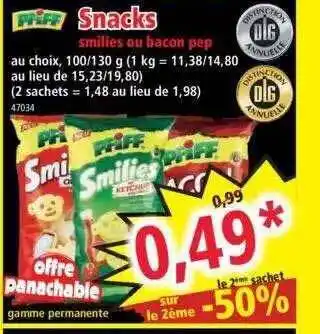 Norma Snacks smilies ou bacon pep pfiff offre