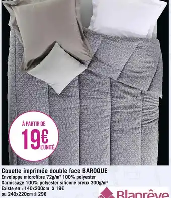 Géant Casino Blanrêve couette imprimée double face baroque offre