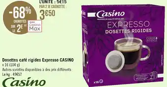 Géant Casino Casino dosettes café rigides expresso offre