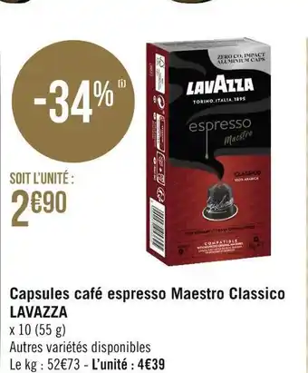 Géant Casino Lavazza capsules café espresso maestro classico offre