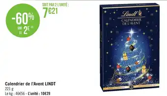 Géant Casino Lindt calendrier de l’avent offre