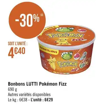 Géant Casino Lutti bonbons lutti pokémon fizz offre