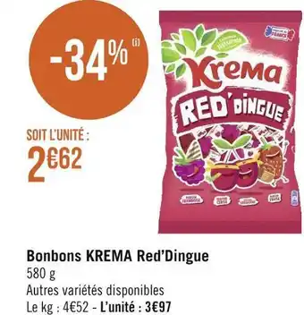 Géant Casino Krema bonbons red’dingue offre