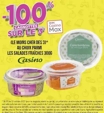 Géant Casino Casino -100% sur le 3e cagnottés sur les salades fraîches 300g casino offre