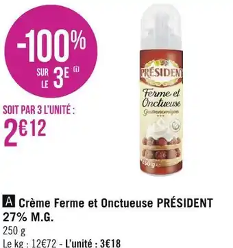 Président crème ferme et onctueuse 27% m.g.