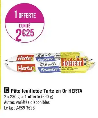 Herta pâte feuilletée tarte en or