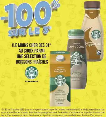 Géant Casino Starbucks une sélection de boissons fraîches offre
