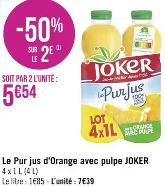 Joker le pur jus d’orange avec pulpe