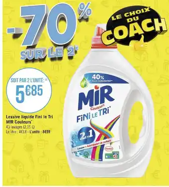 Géant Casino Mir lessive liquide fini le tri couleurs* offre