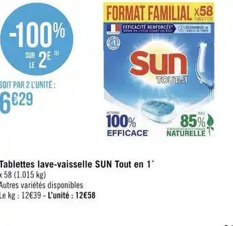 Géant Casino Sun tablettes lave-vaisselle tout en 1 offre