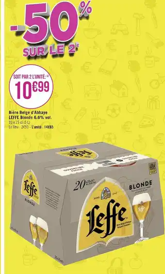Géant Casino Leffe bière belge d’abbaye blonde 6.6% vol. offre
