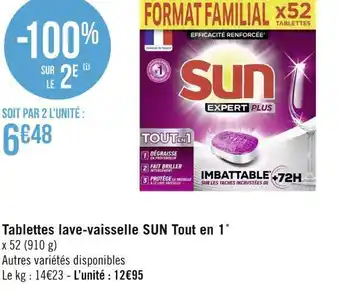 Géant Casino Sun tablettes lave-vaisselle tout en 1* offre