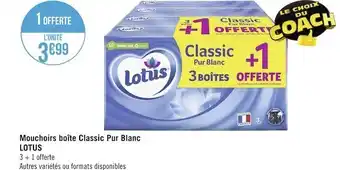 Géant Casino Lotus mouchoirs boîte classic pur blanc offre