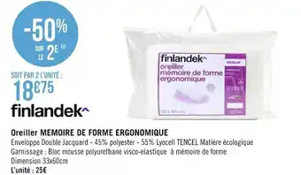 Géant Casino Finlandek oreiller memoire de forme ergonomique offre