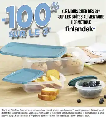Finlandek -100% sur le 3ème sur les boîtes alimentaire hermétique