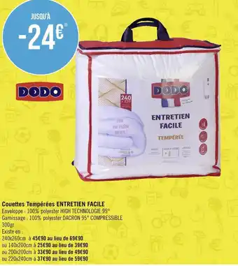 Dodo couettes tempérées entretien facile de la marque dodo