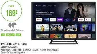 Géant Casino Continental edison tv led hd 32’’ (81 cm) offre