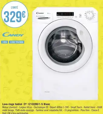 Géant Casino Candy lave-linge hublot ey 12102de/1-s blanc offre