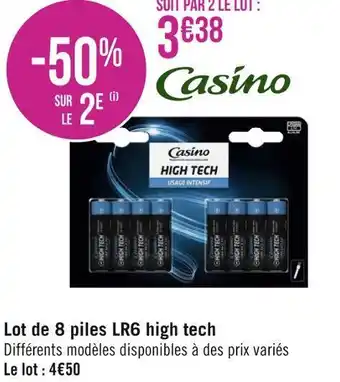 Géant Casino Casino lot de 8 piles lr6 high tech offre