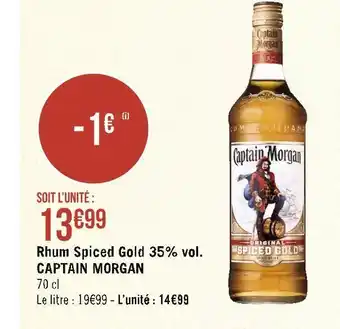 Géant Casino Captain morgan rhum spiced gold 35% vol. offre