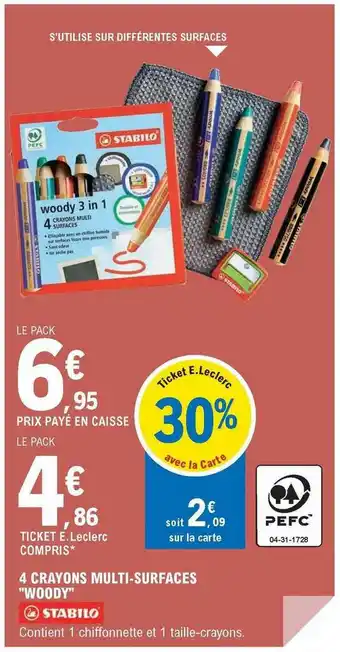 E.Leclerc 4 Crayons Multi-surfaces offre