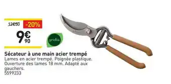 Weldom Sécateur à Une Main Acier Trempé offre