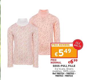 Trafic Sous-pull fille offre