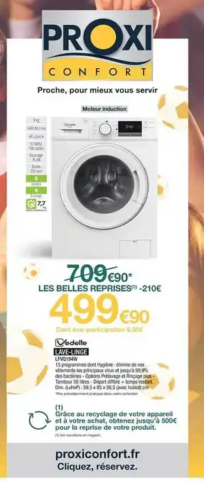 Proxi Confort Lave linge vedette offre