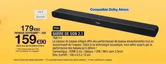Proxi Confort Barre de son 2.0 tcl offre