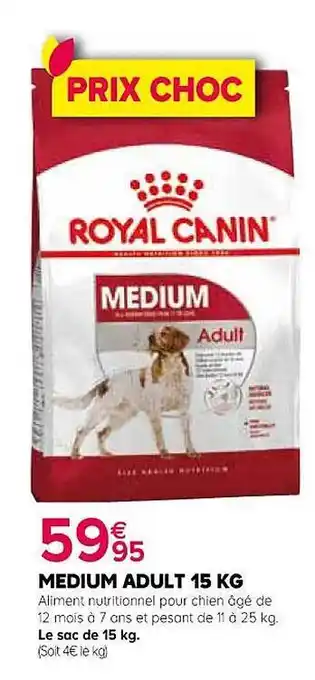 Kiriel Medium adult 15 kg royal canin offre