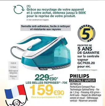 Proxi Confort Centrale vapeur philips offre