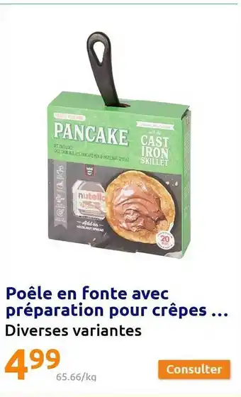Action Poêle en fonte avec préparation pour crêpes... offre